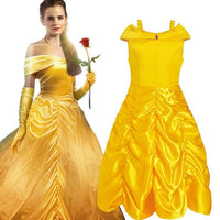 2017 Kids Girl Beauty and beast cosplay carnival costume kids belle princess dress for Christmas Halloween Dress For Girls