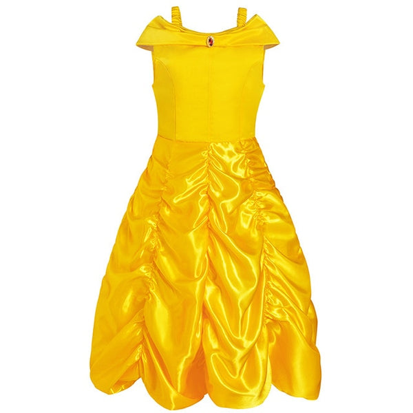 2017 Kids Girl Beauty and beast cosplay carnival costume kids belle princess dress for Christmas Halloween Dress For Girls